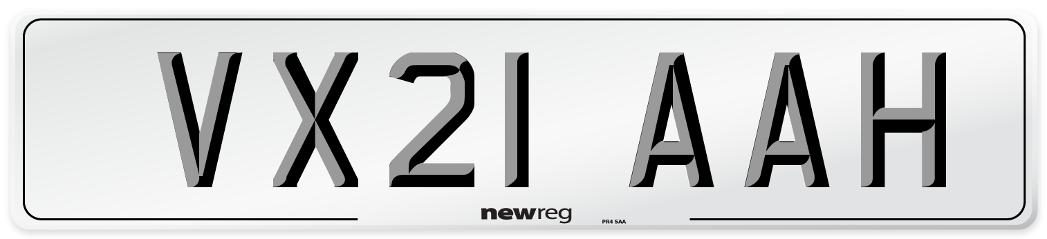 VX21 AAH Number Plate from New Reg